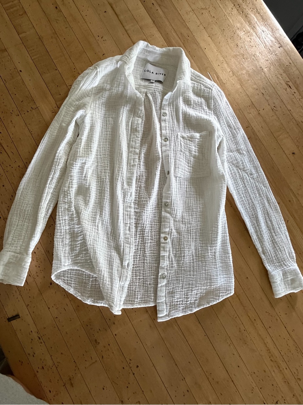 Women’s White Textured Button-Up Shirt - Picture 2 of 3